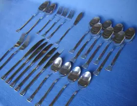 Hsv131 Hampton Silversmiths Silversmith Stainless Flatware Set Spoons Knives Forks 23 Piece #3