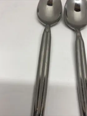 Hsv15 Hampton Silversmiths Stainless Ribbed Flatware Lot Of 2 Tablespoon Spoon #3