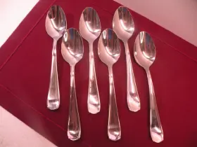 Hsv229 Hampton Silversmiths Set Of 6 Argent Stainless Place Oval Soup Spoons 7 5/8 Inch
