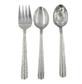 Hsv25 Hampton Silversmiths Stainless Flatware Serving Fork Pierced Solid Spoon