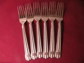 Hsv58 Hampton Silversmiths Set Of 6 Salad Forks Stainless Silverware 7 Inch