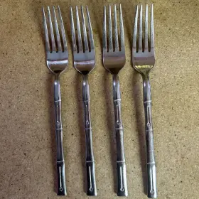 Hampton Silversmiths Hsvbam/f2x4 Stainless Flatware - Bamboo Dinner Forks Set Of Four 8 Inch