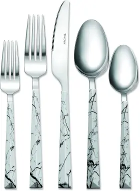 Tmf84w20tc Hampton Silversmiths Tomodachi / Dali Marble White - 20pc Flatware Set Service For Four