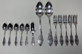 Hne1 Hanseat 13 Pcs German Silverplate Scrolls Flatware Lot Forks Server Spoons