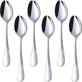 Hansgo 313105837861 6pc Stainless Steel Teaspoons 6.7 Inch Dessert Dinner Spoons Set For Home Kitchen