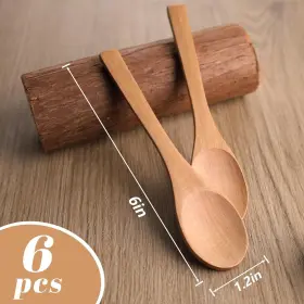 Hansgo 632096629690 Small Wooden Spoons 6pcs Soup For Eating W #2