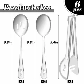 Hansgo 704521426799 Serving Utensils Stainless Steel 6pcs Large Including 2 Ser #2