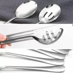 Hansgo 704521426799 Serving Utensils Stainless Steel 6pcs Large Including 2 Ser #3