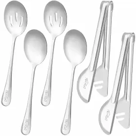 Hansgo 704521426799 Serving Utensils Stainless Steel 6pcs Large Including 2 Ser