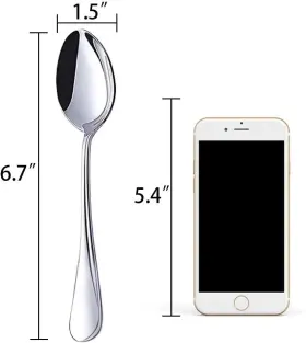 Hansgo 764595514013 Dinner Spoon Set Of 6 Large Teaspoons 6.7 Inches Stainless Steel Metal Spoons De #2