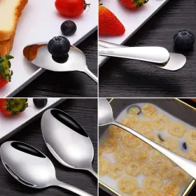 Hansgo 764595514013 Dinner Spoon Set Of 6 Large Teaspoons 6.7 Inches Stainless Steel Metal Spoons De #3