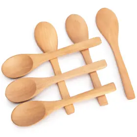 Hansgo Hh0251 Small Wooden Spoons 6pcs For Eating Honey Coffee Tea Jam Bath Salts 6 Inches