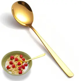 Hh2356 Hansgo 8pcs Gold Korean Soup Spoons 8 Inch Stainless Steel Tablespoons With Long Hand