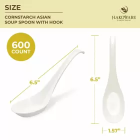 Harvest Pack Gourmet Showcase 810011520462 600 Count Hakoware By Disposable Asian Soup Spoons With Hook #2