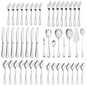 8541918926 Haware 68 Pieces Silverware Set With Serving Stainless Steel Modern Flatware Ea