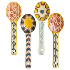 Heart & Home 705353673115 Ceramic Spoons Lot Of 4 Demitasse Espresso Set Small Teaspoons Moroccan Boho 5 Inch