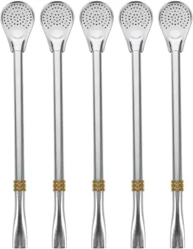 9501rw12b17ug7z1y Hemoton Matcha Spoon 5pcs Stainless Steel Drinking Spoons Straws Filter Loose Le