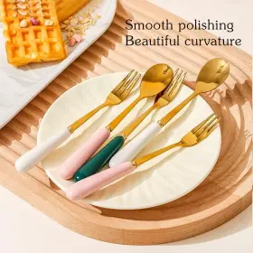 Henwafx 705794746157 Dessert Fork Set Ceramic Jar With 8 Small Forks Salad Fruit Party Cake Camp Inch #3