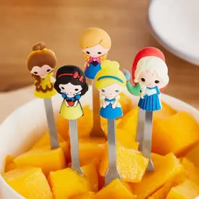 Henwafx 797246353457 Fruit Fork Cute Set Of 6 Forks With Holder Stainless Steel Food Pick