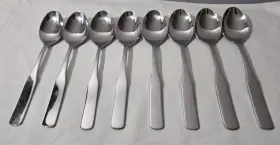 Rb27 Heritage Mint Ltd. 8 Reed And Barton Select Stainless Fiddler Ii Teaspoons 6 1/4 Inch