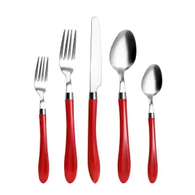Hf Hoften 757510702046 Red Silverware Set 20 Piece Stainless Steel Color Handle Flatware Retro
