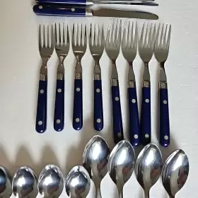 Hf Ltd 4placesettings Cobalt Blue Riveted Handle Flatware Set 20pc Stainless Hf-ltd 4 Place Settings #3