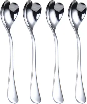 Hissf 313031748774 Heart Shaped Dessert Spoons 18/10 Stainless Steel 6.7 Inch 4 Pack Silver