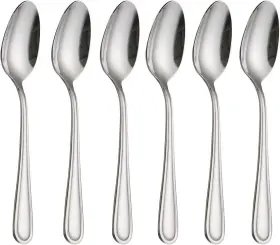 6pcs-round Hissf 789605826542 Spoons Dinner Stainless Steel 18/0 Of Dessert Silver