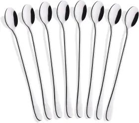 Hiware-9in-ms8 Hiware 8-piece 9-inch Long Handle Iced Tea Spoon Coffee Ice Silver