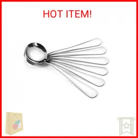 Hss675 Hiware 12-piece Soup Spoons Round Stainless Steel Bouillon