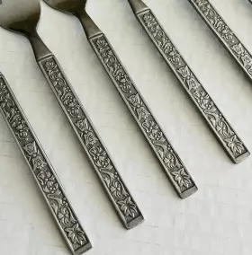 Hmo3 Hmc Households Stainless Japan 6 Salad Forks Glossy Floral Textured #2