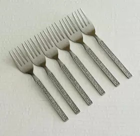 Hmo3 Hmc Households Stainless Japan 6 Salad Forks Glossy Floral Textured