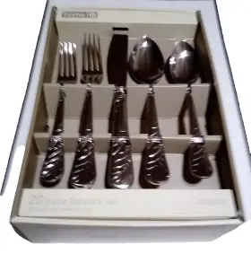 Home 733652114169 2007 By Target 18/0 Stamped Stainless Steel Flatware Set Of 20 Calypso