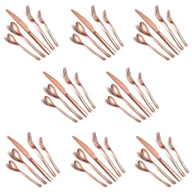 Hq271r-40p Homquen 40-piece Copper Silverware Set Rose Gold 40 Piece 5