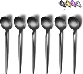 Hq835b-bts-6p Homquen Matt Black 6 Piece Teaspoons 6.6ftft Silverware Stainless Steel Small Spoons For