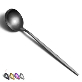 Hq835b-ds-6p Homquen Matt Black Dinner Spoons 6 Piece 8.1ftft Stainless Steel Tablespoons Soup Spo