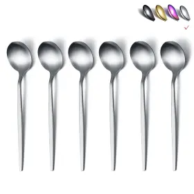 Homquen Hq835s-bts-6p 6.6 Inch Matt Stainless Steel Teaspoons Set 6 Pcs Dishwasher Safe Modern