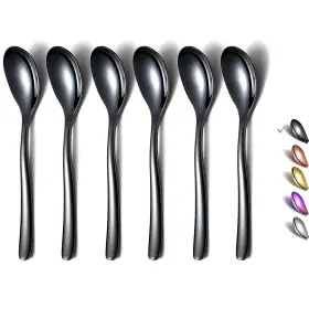 T271b-ts-6p Homquen Black Demitasse Espresso Spoons 5.5ftft Mini Coffee Set Of 6 Stainles
