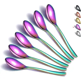 T271c-bts-6p Homquen Rainbow Teaspoons 6-piece Silverware Stainless Steel Tea Spoons Home And Res