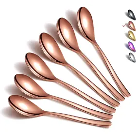 Homquen T271r-bts-6p Copper Teaspoons 6 Piece Spoons Silverware Stainless Steel Tea For
