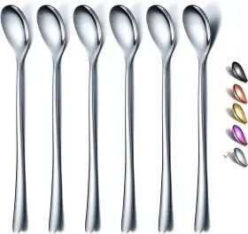 T271s-ls-6p Homquen Long Handle Spoon Coffee Stirrers Premium Stainless Steel Spoons Ice T