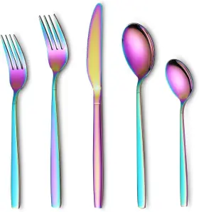 T286-c-20p Homquen Rainbow Flatware Set 20 Pieces Stainless Steel 1. A