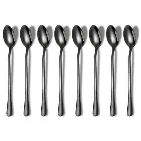 T88wsb-ls-8p Homquen Premium Stainless Steel Coffee And Tea Spoons - Long Handle Set Of 8 Black