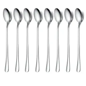 T88wsm-ls-8p Homquen Premium Stainless Steel Ice Cream And Cocktail Spoons - Set Of 8 Silver