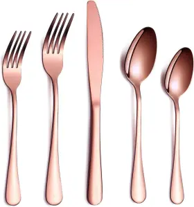 T88wsr-20p-a Homquen Rose Gold Flatware Set 20 Piece Service For 4 Copper Plated 2