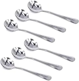 Horntide 726084181731 6-piece Soup Spoon Set Bouillon Flatware Stainless Steel Mirror P