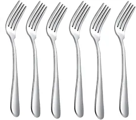 Synchkg086007 Horntide 6-piece Dinner Forks Set 4 Tines Table Fork Flatware Stainless Steel Mirror Pol