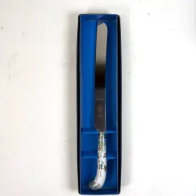 Hpr9 House Of Prill Sheffield Aqua Gold Scrolls 12 Inch Bread/cake Knife Server