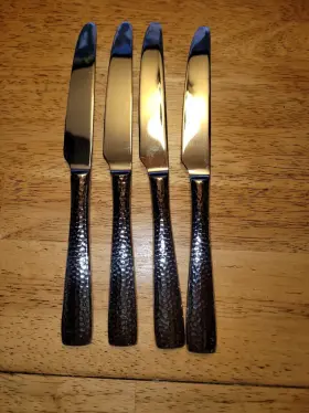 Hudson Essentials 850005583103 4-piece Hammered Stainless Steel Silverware Cutlery Knives #2