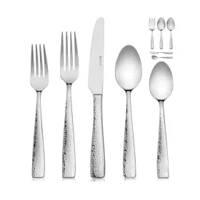 Sq-48-hm Hudson Essentials 48-piece Hammered 18/10 Stainless Steel Silverware Cutlery